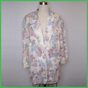 Lightweight Vintage Jacquard Floral Blazer